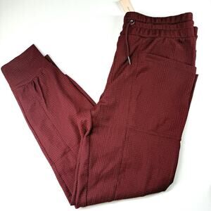 BCBGeneration Waffle Knit Red Maroon Drawstring Jogger Leisure Pants NWT Small